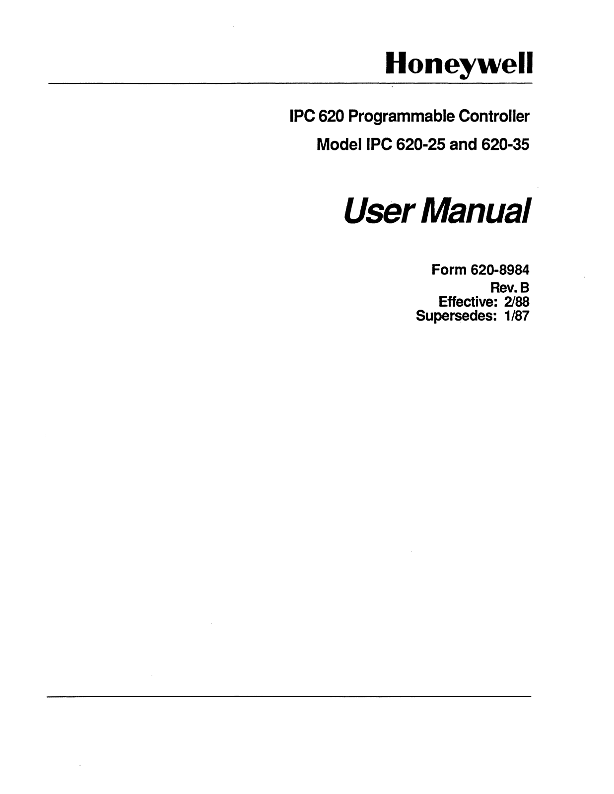 Honeywell IPC 620 User Manual