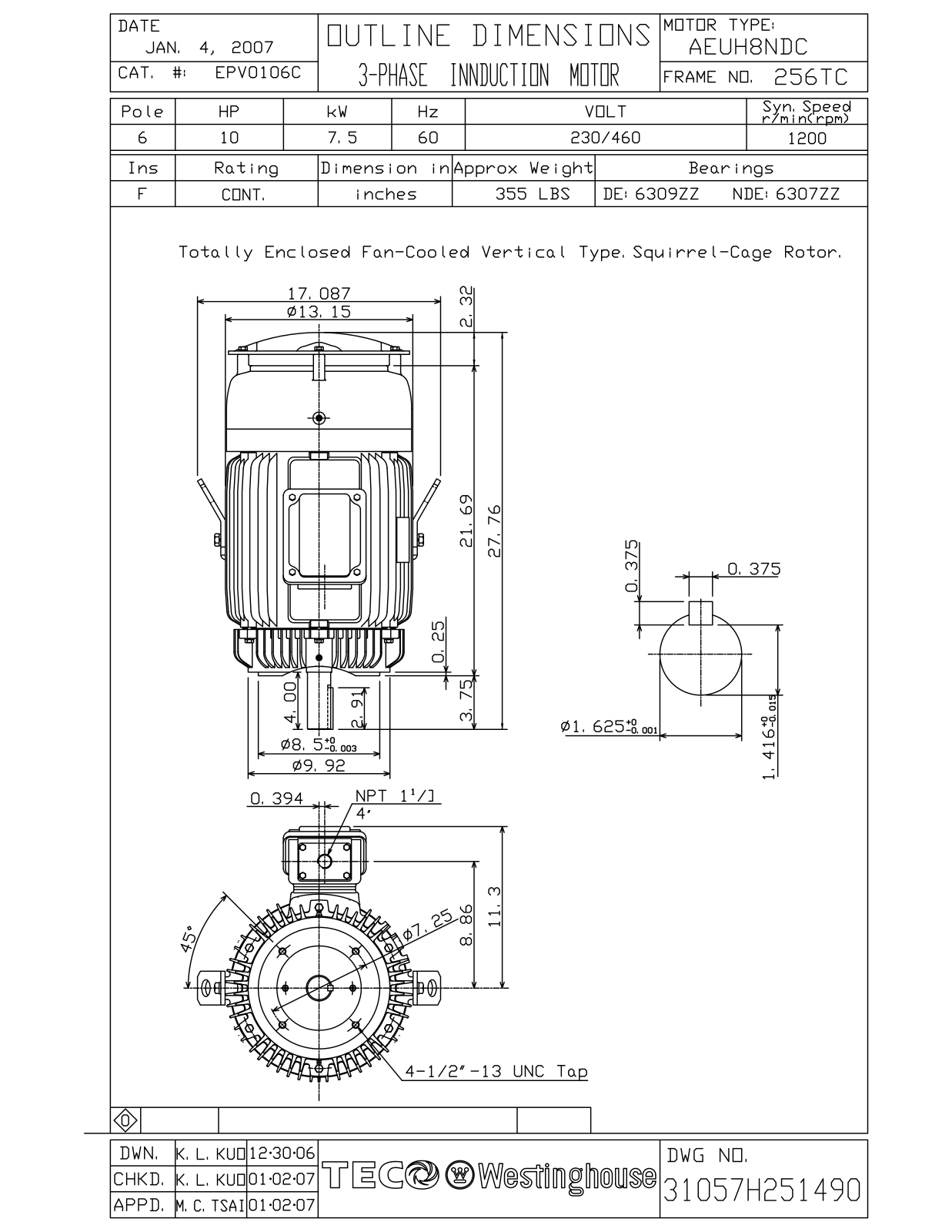 Teco EPV0106C Reference Drawing