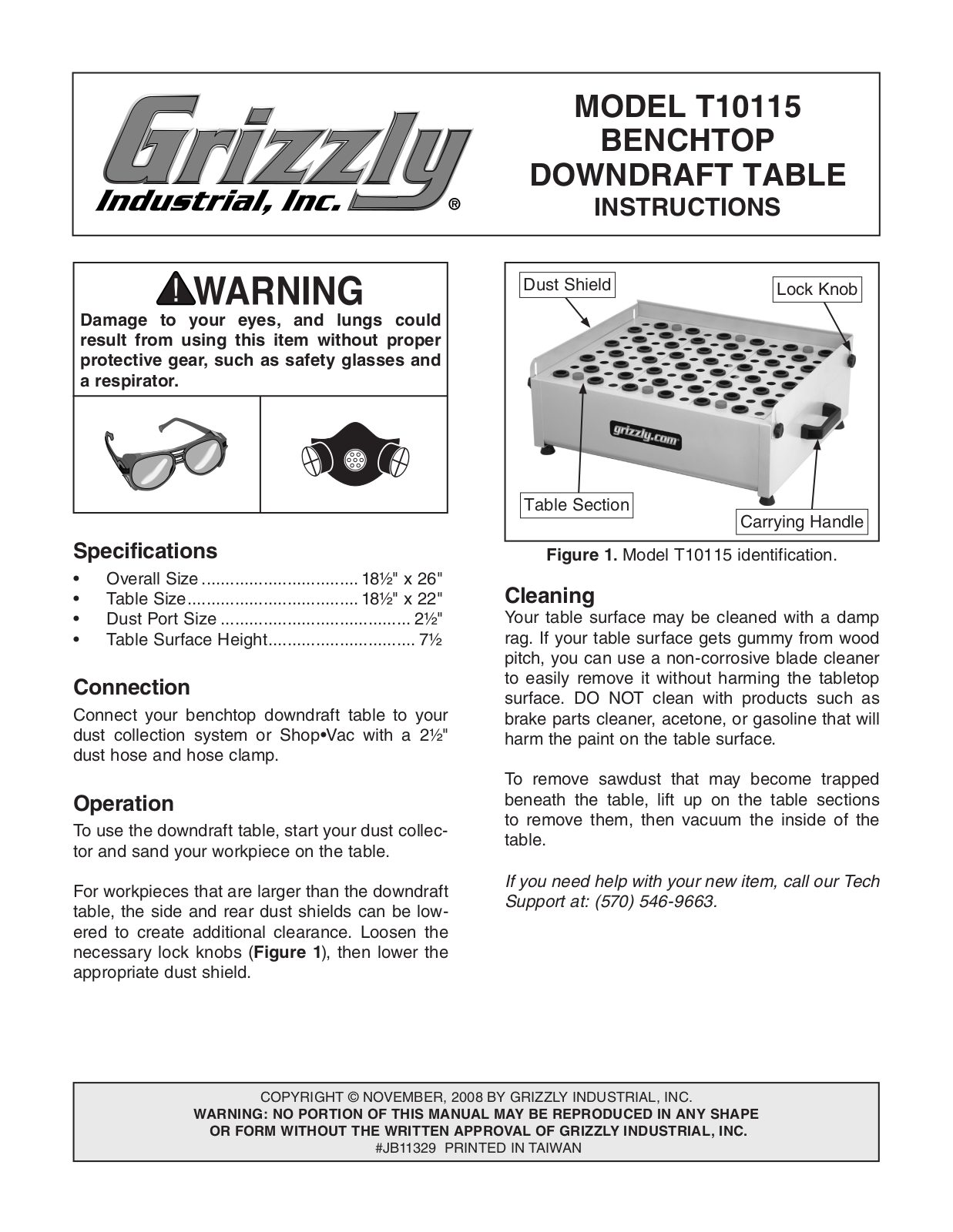 Grizzly T10115 User Manual