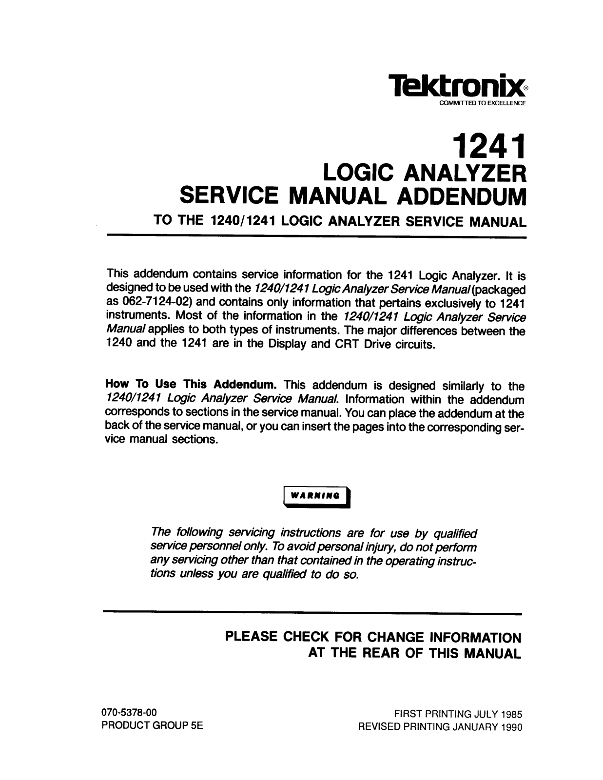 Tektronix 1241 Service manual