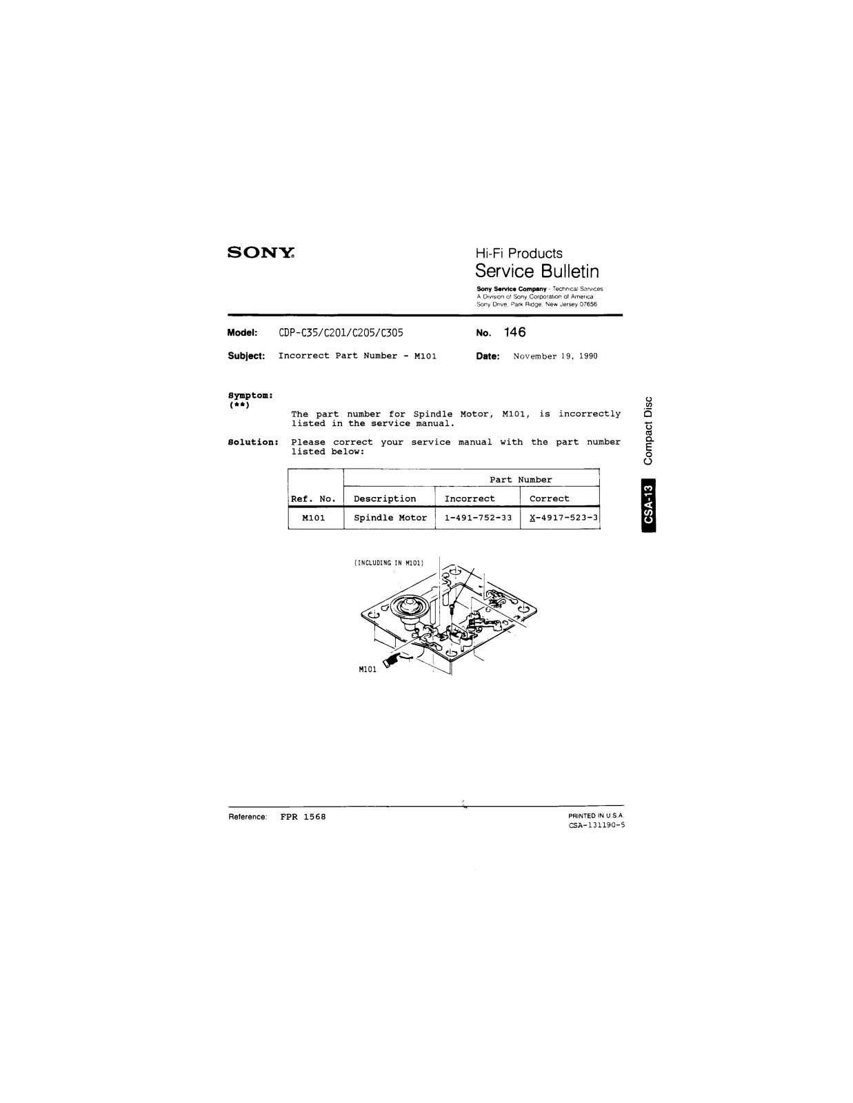 Sony CDP-C35, CDP-C201, CDP-C205, CDP-C305 Service Manual