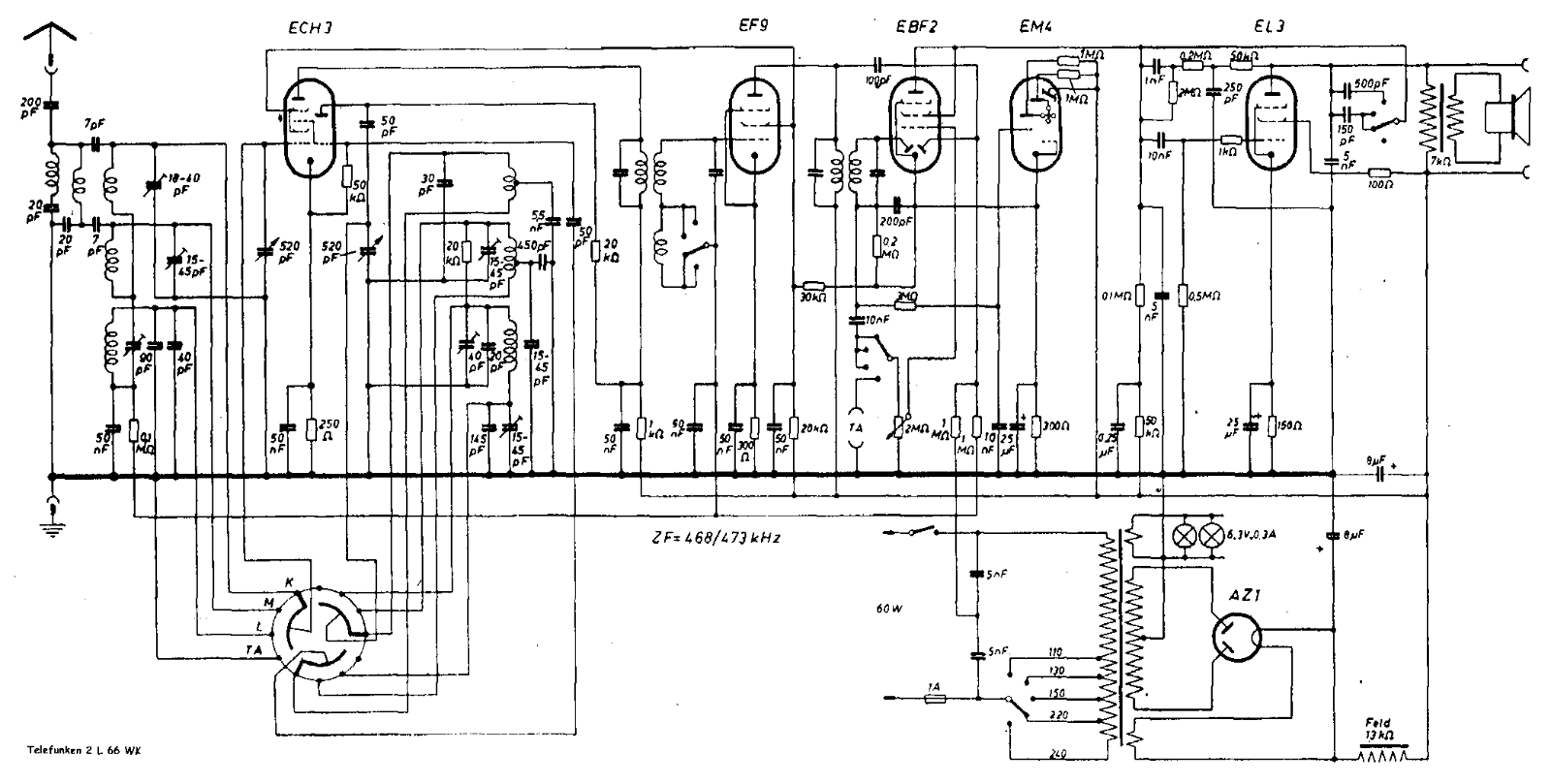 Telefunken 2L-66-WK Schematic