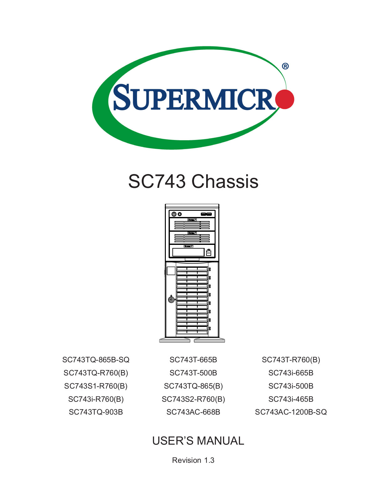 Supermicro SuperChassis 743TQ-865B operation manual