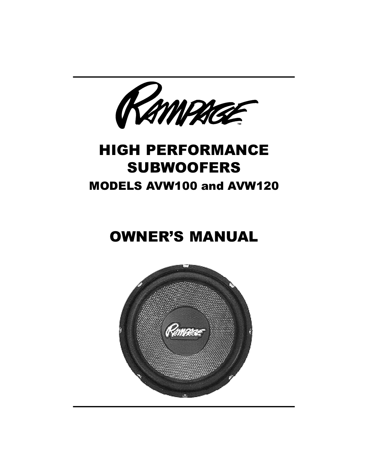 Audiovox AVW120 User Manual