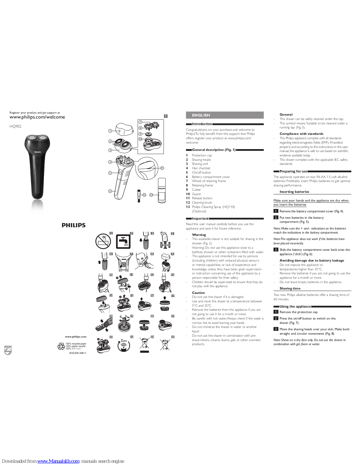 Philips HQ9020/16, HQ902/15, HQ902 User Manual