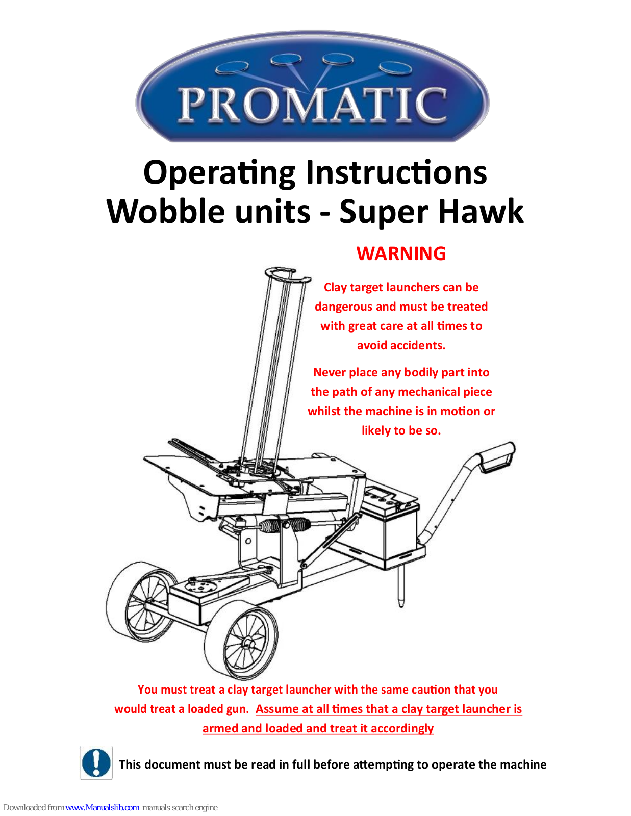 Promatic Super Hawk Operating Instructions Manual - ManualMachine.com