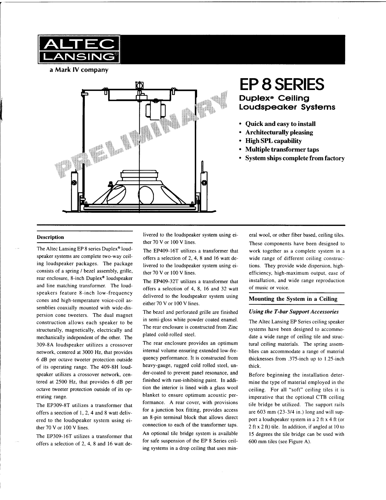 Altec Lansing EP8 series User Manual