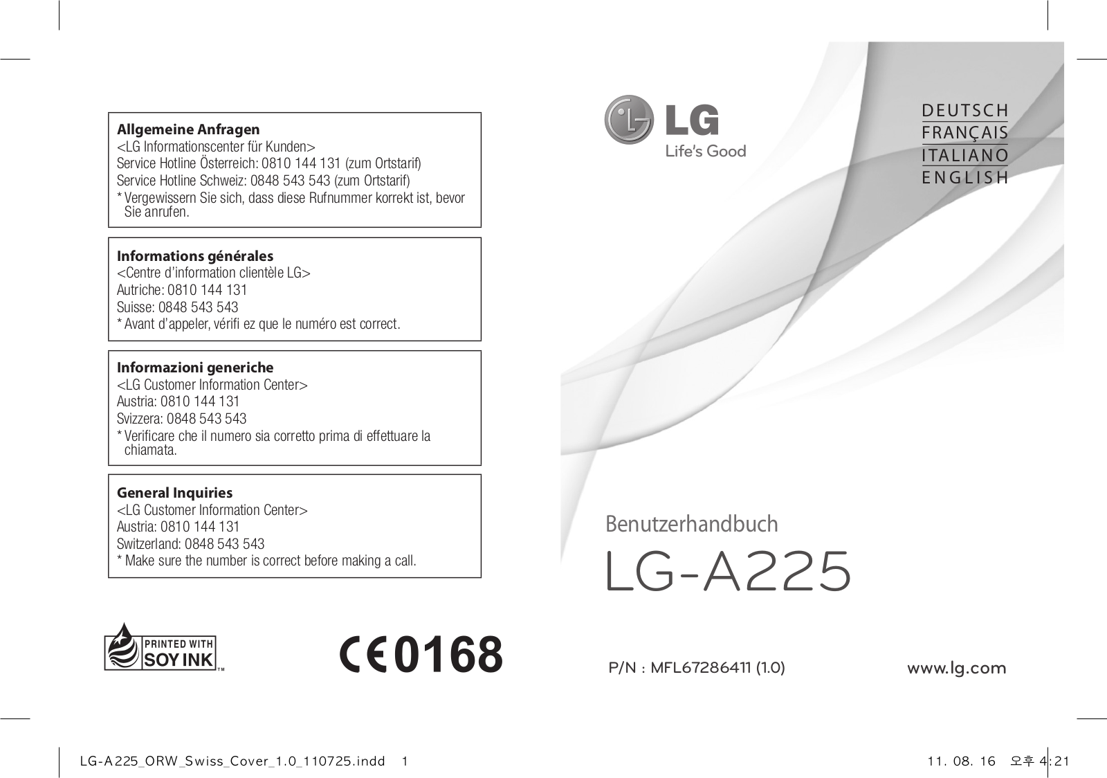 LG LGA225GO User manual