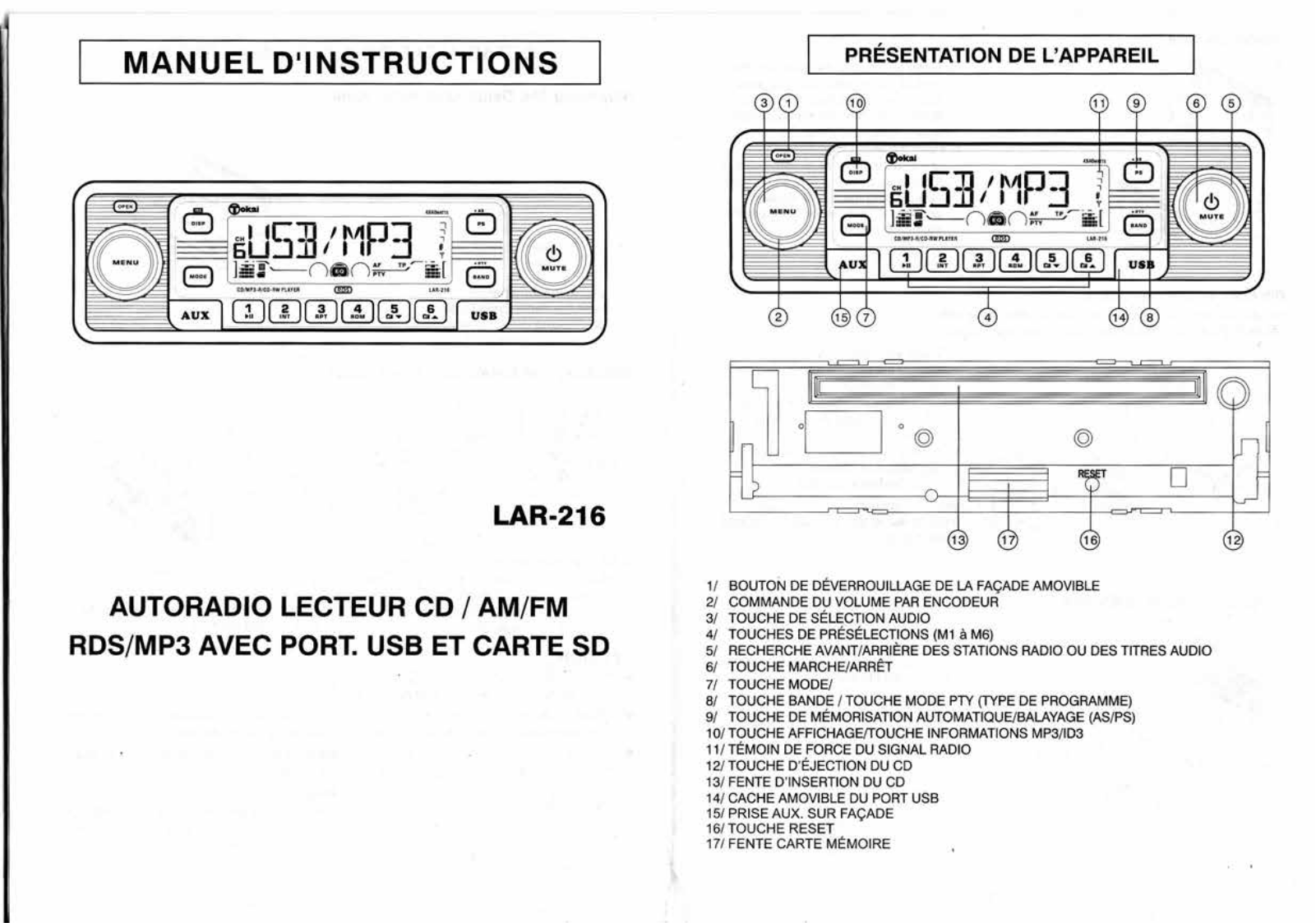 TOKAI LAR-216 User Manual