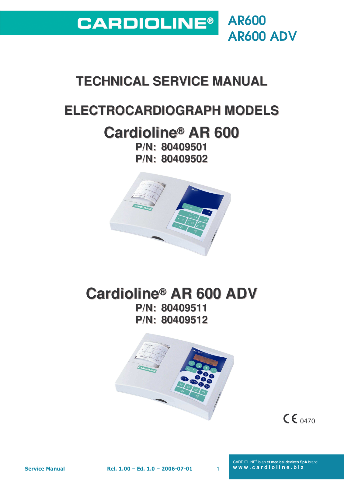 Cardioline AR600 ADV, ar600 Service Manual