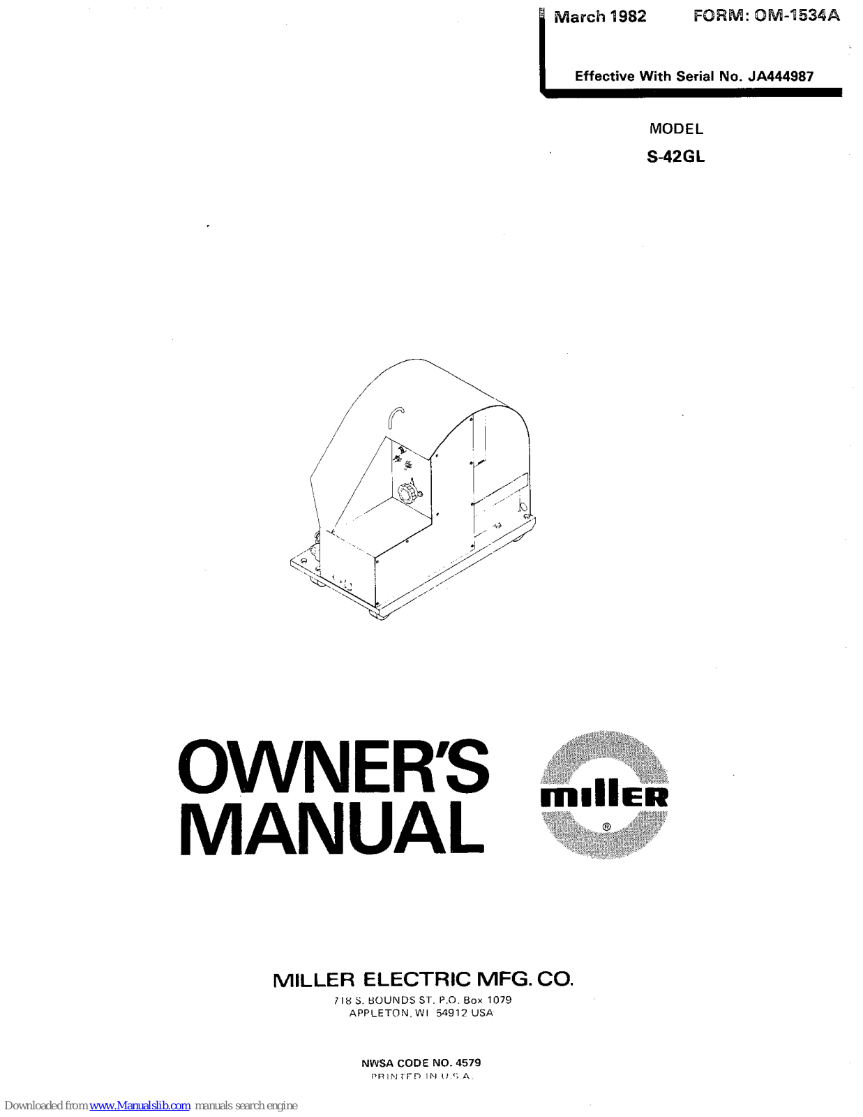 Miller Electric S-42GL Owner's Manual