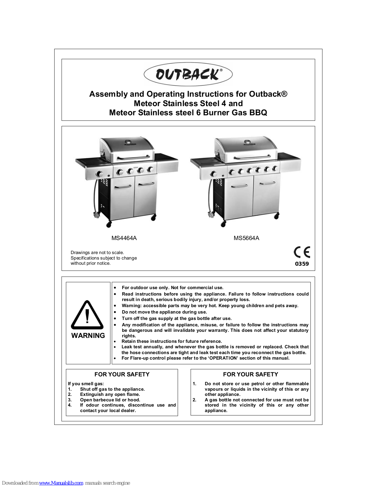 Outback Meteor Stainless Steel 4, Meteor Stainless steel 6 Assembly  Manual