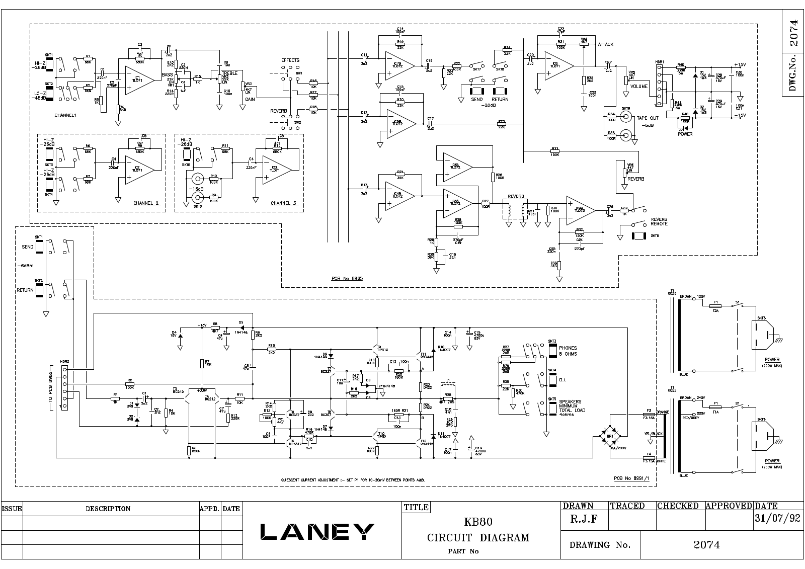 Laney KB80 Schematic