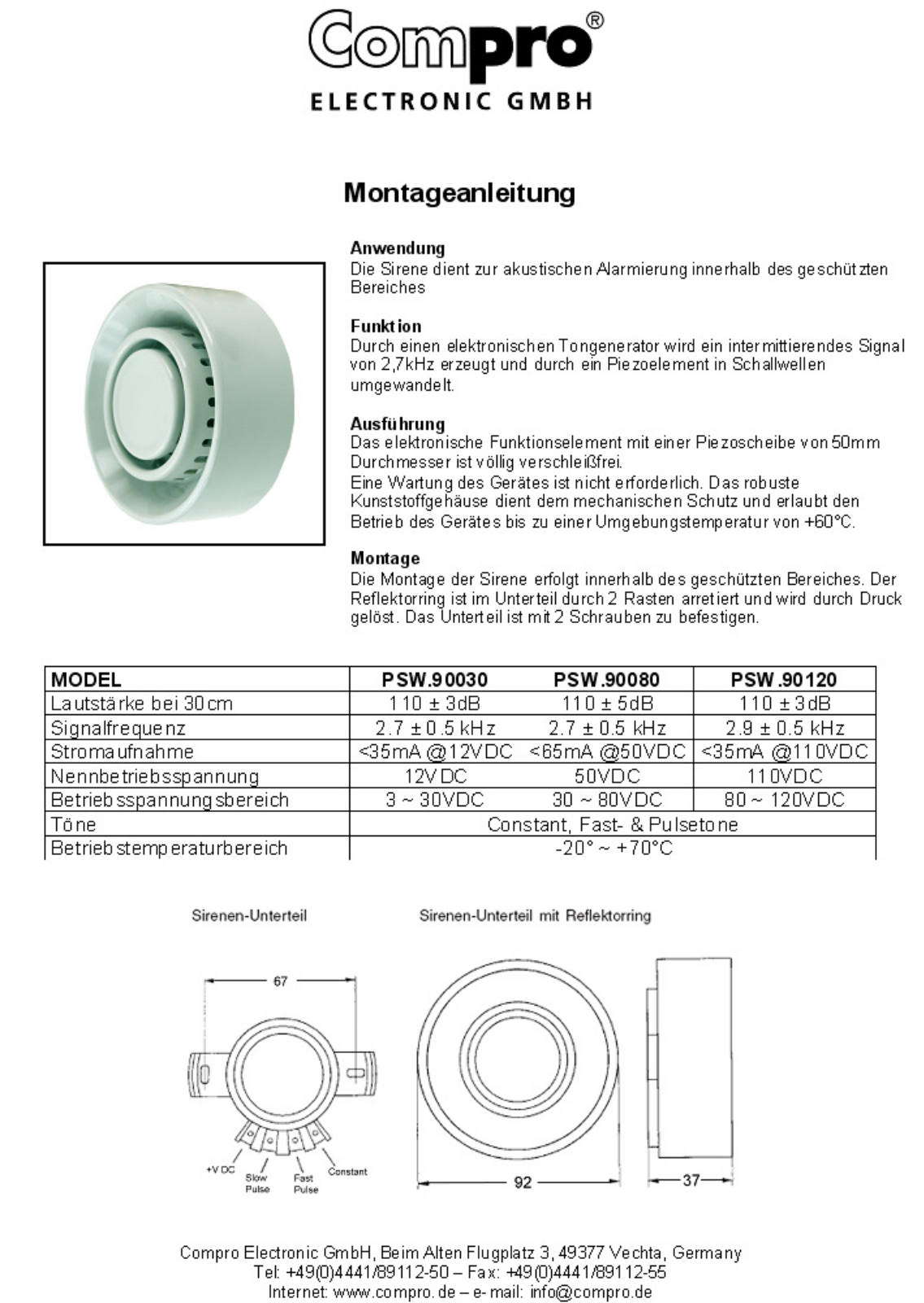 ComPro PSW.90080, PSW.90120, PSW.90030 User guide