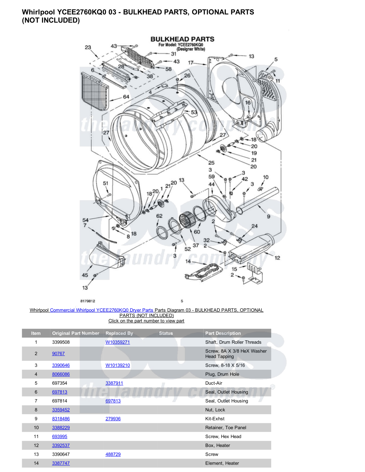 Whirlpool YCEE2760KQ0 Parts Diagram