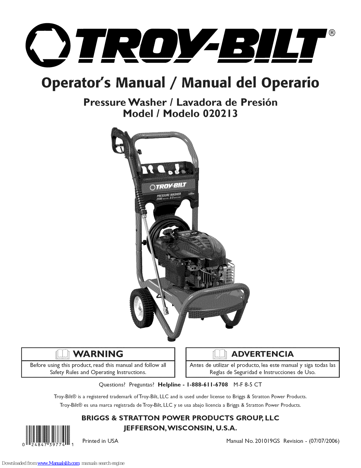 Troy-Bilt 20213 Operator's Manual - ManualMachine.com