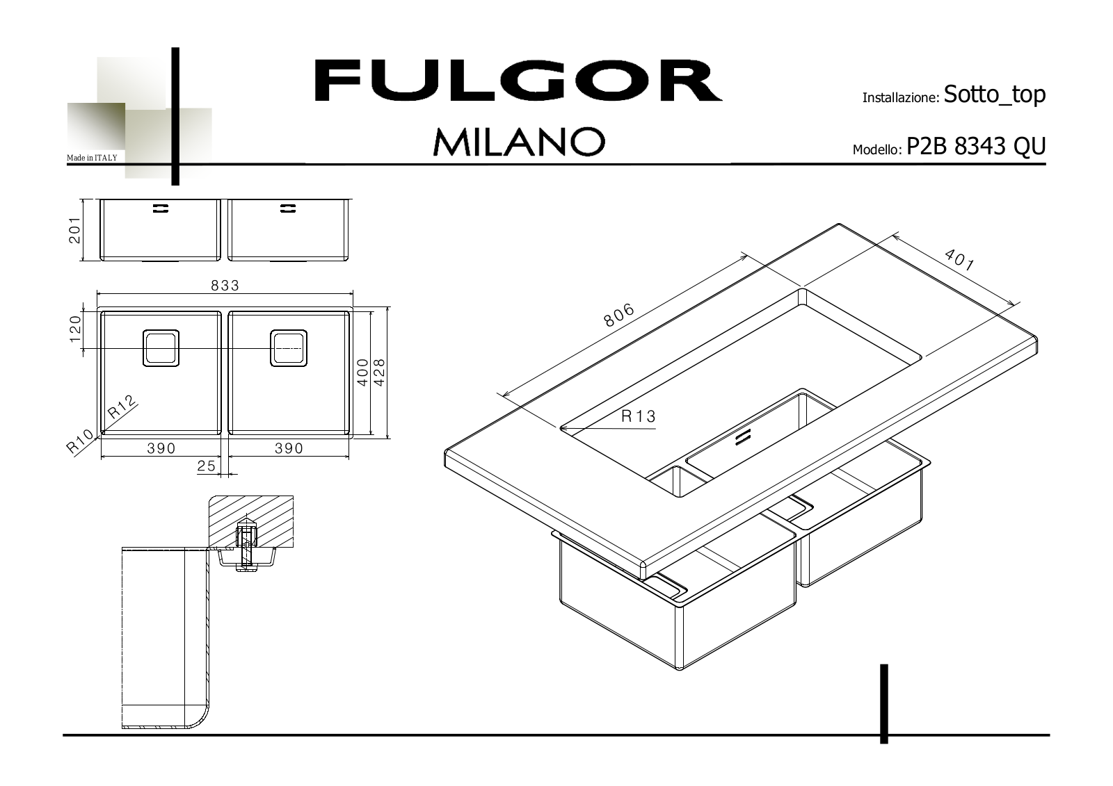 Fulgor Milano P2B 8343 QU User Manual