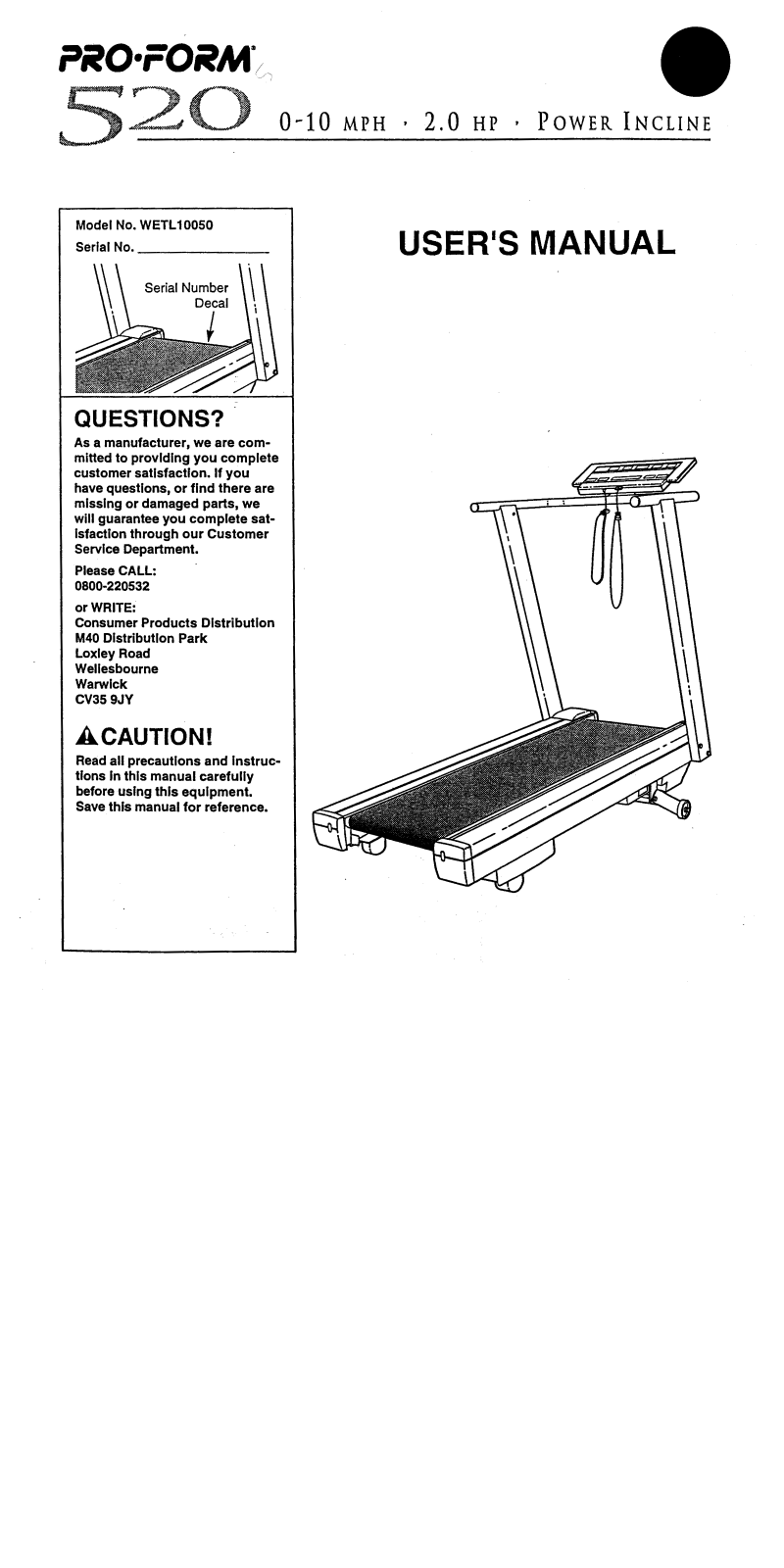 ProForm WETL10050 User Manual