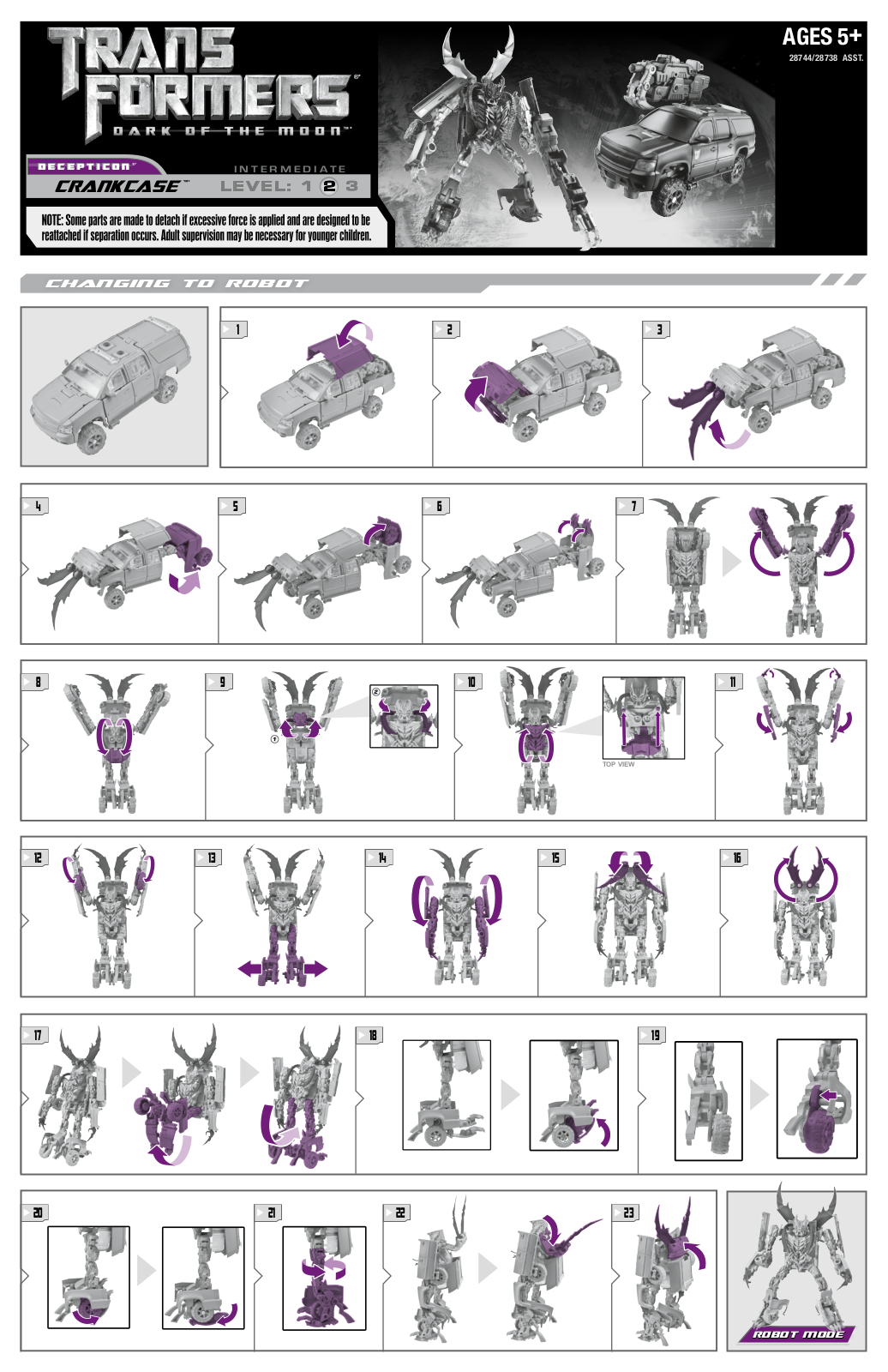 HASBRO TRANSFORMERS MECHTECH Deluxe Class CRANKCASE, Transformers DOTM Crankcase User Manual