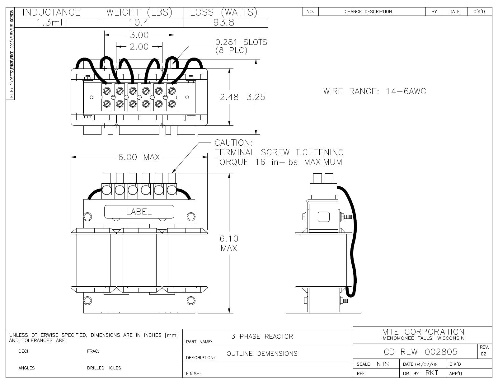 MTE RLW-002805 CAD Drawings