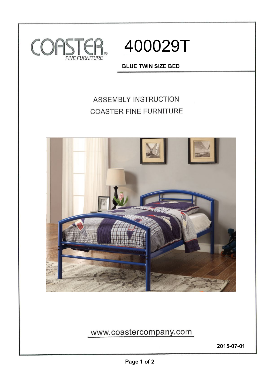 Coaster 400029T Assembly Guide - ManualMachine.com
