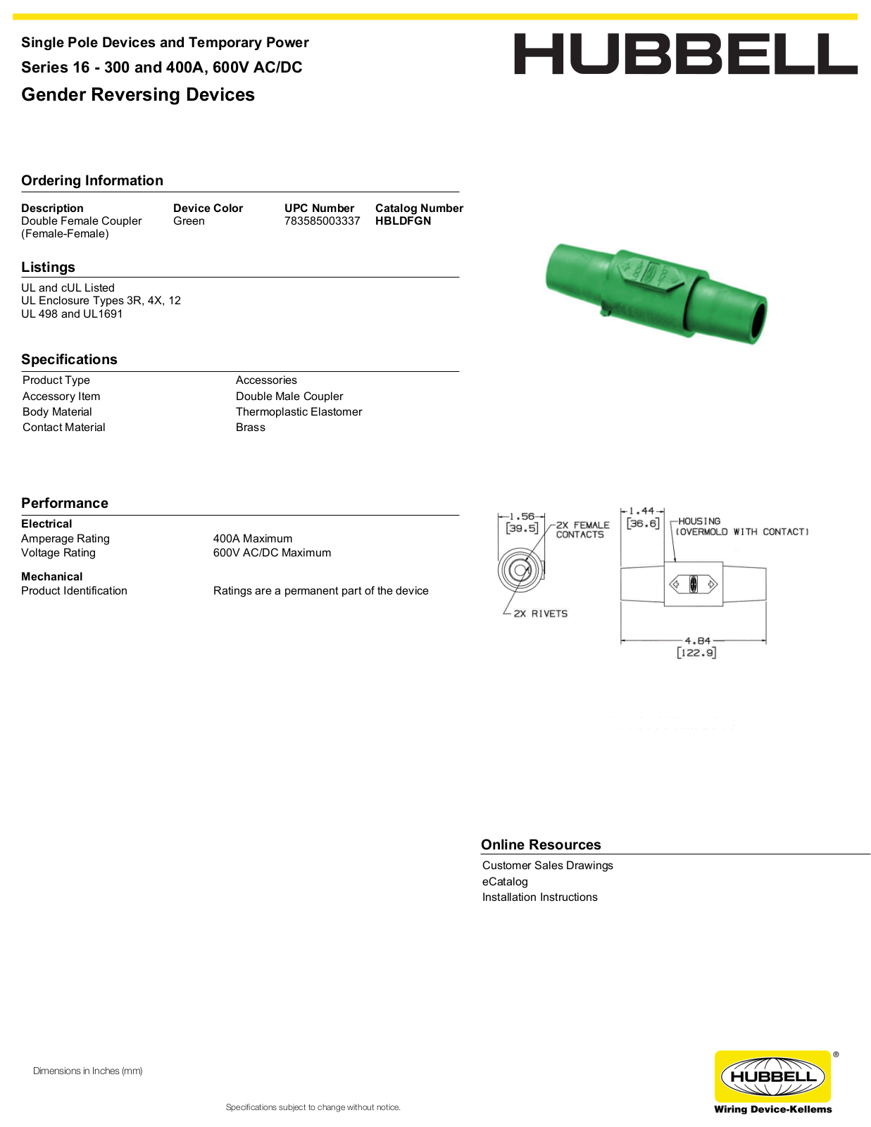 Hubbell HBLDFGN Specifications - ManualMachine.com