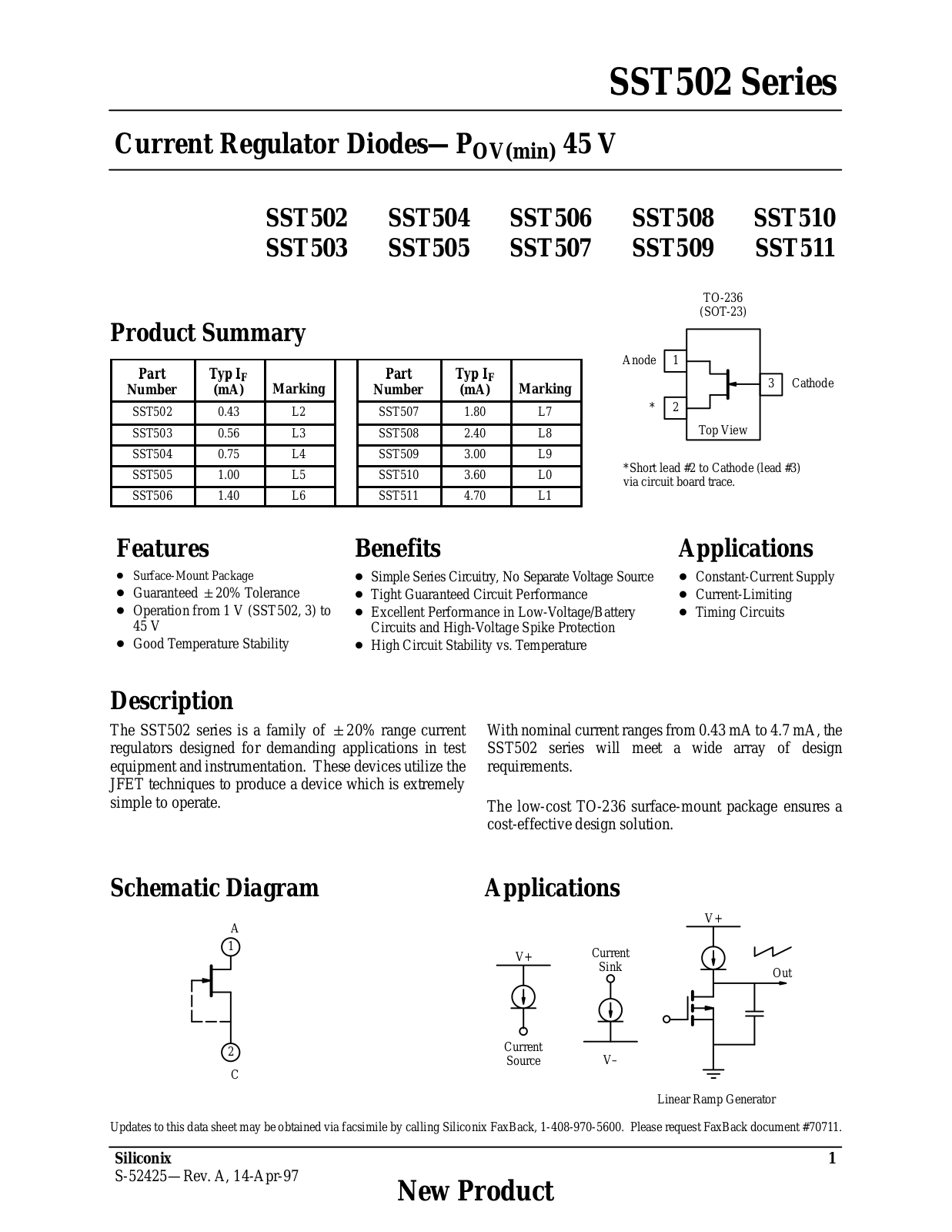 Datasheet SST502, SST503, SST504, SST505, SST506 Datasheet (Siliconix) - ManualMachine.com