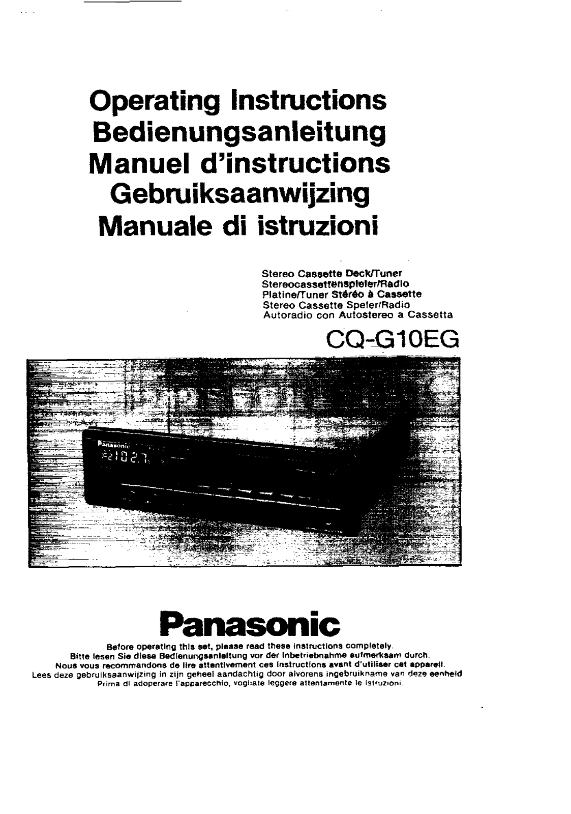 Panasonic CQ-G10E User Manual