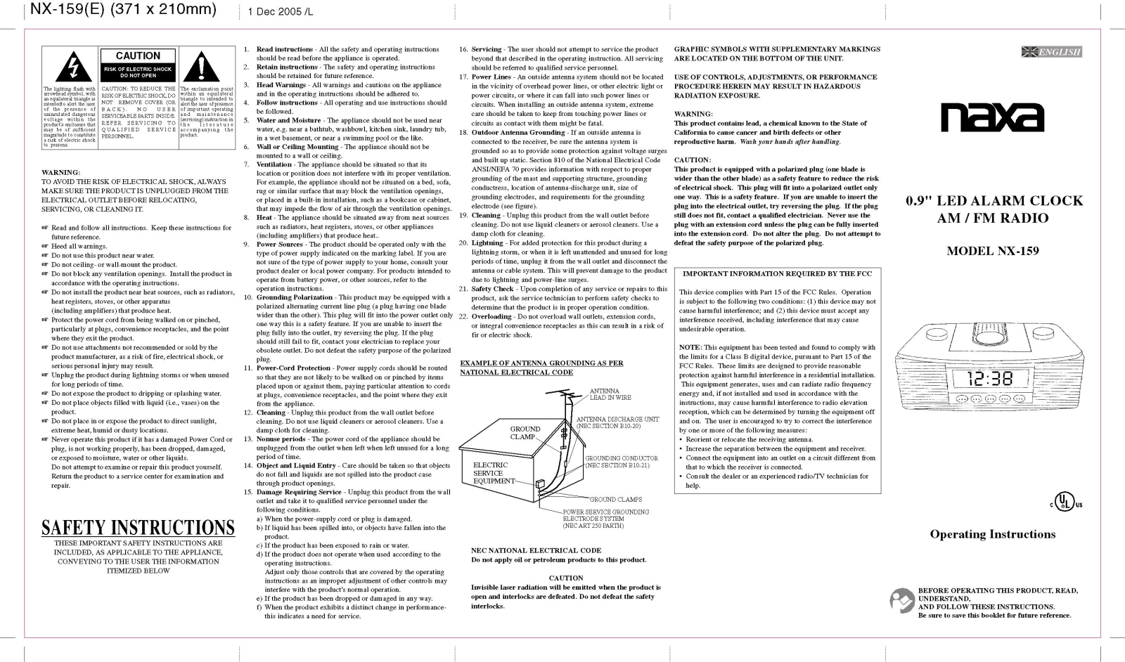 Naxa NX-159 User Manual