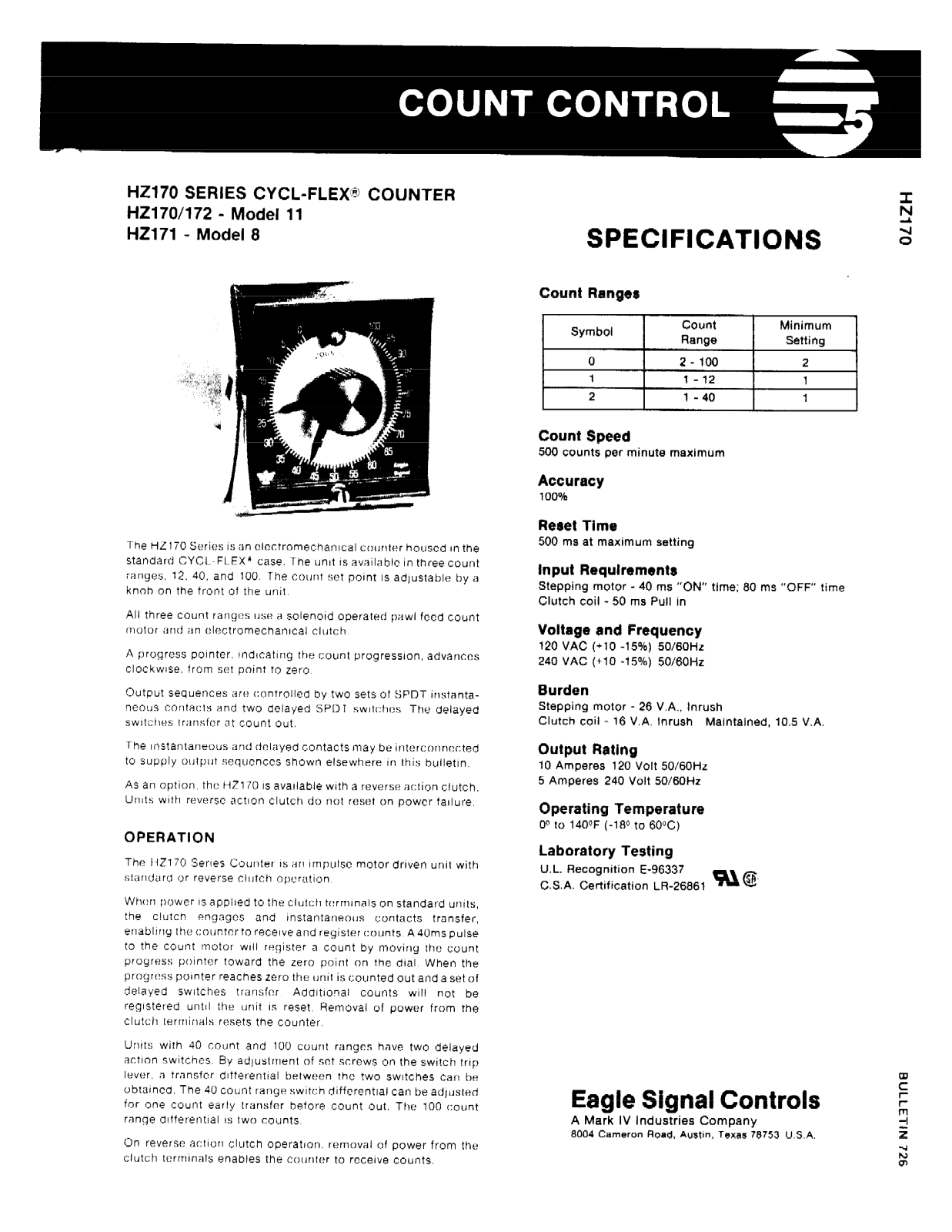 Eagle Signal HZ170 Series Catalog Page