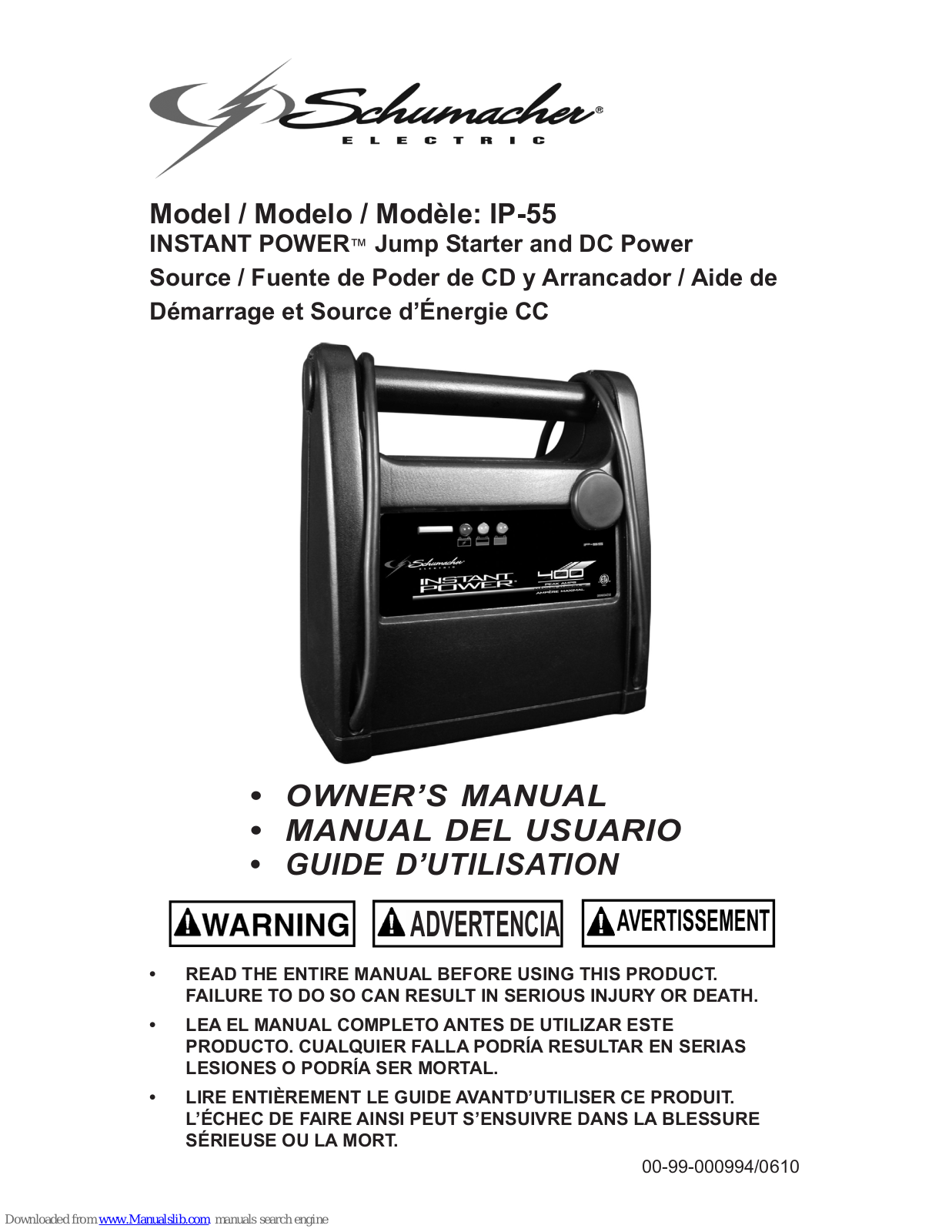 Schumacher IP-55 Owner's Manual