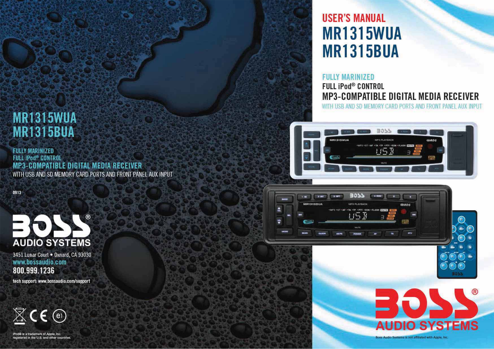 Boss Audio MR1315BUA, MR1315WUA User Manual