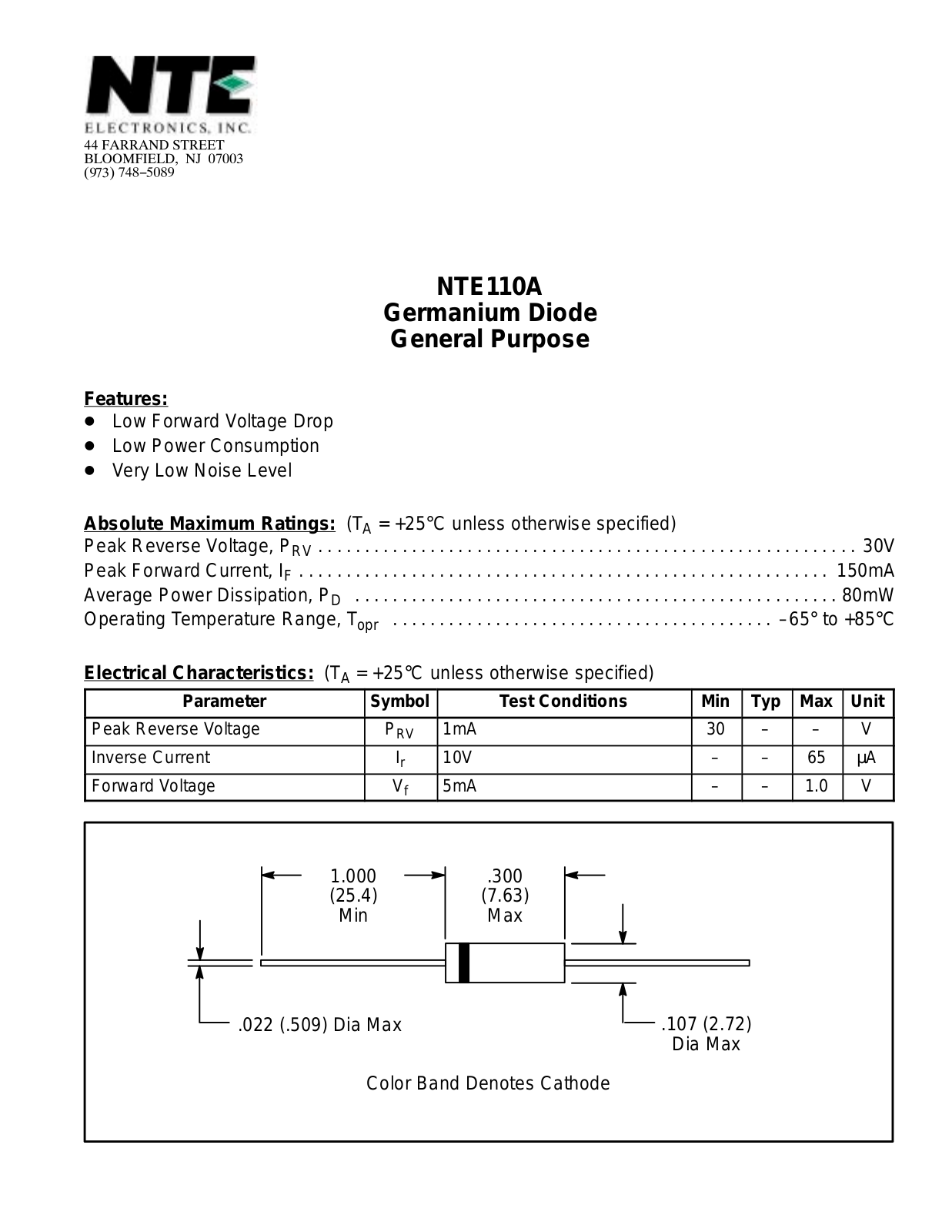 Datasheet NTE110A Datasheet (NTE) - ManualMachine.com