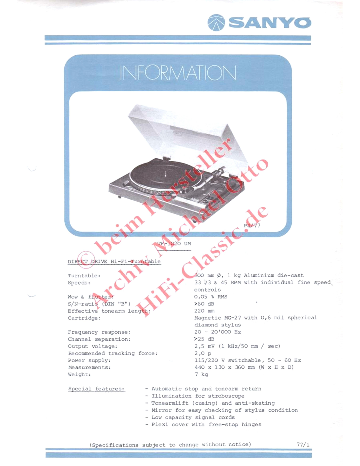 Sanyo TP-1020UM User guide - ManualMachine.com
