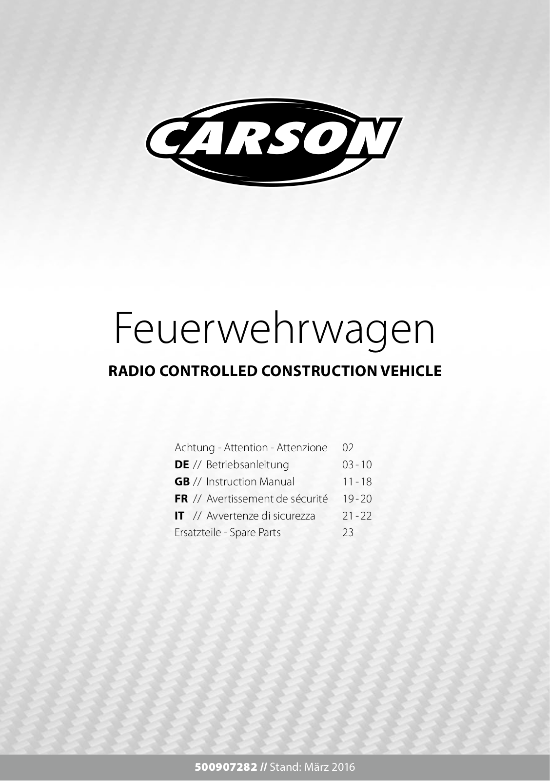 Carson Modellsport 500907282 Instruction Manual