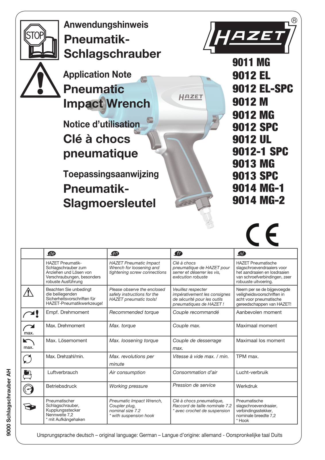 Hazet 9011 MG, 9012 EL, 9012 EL-SPC, 9012 MG, 9012 M User guide - ManualMachine.com