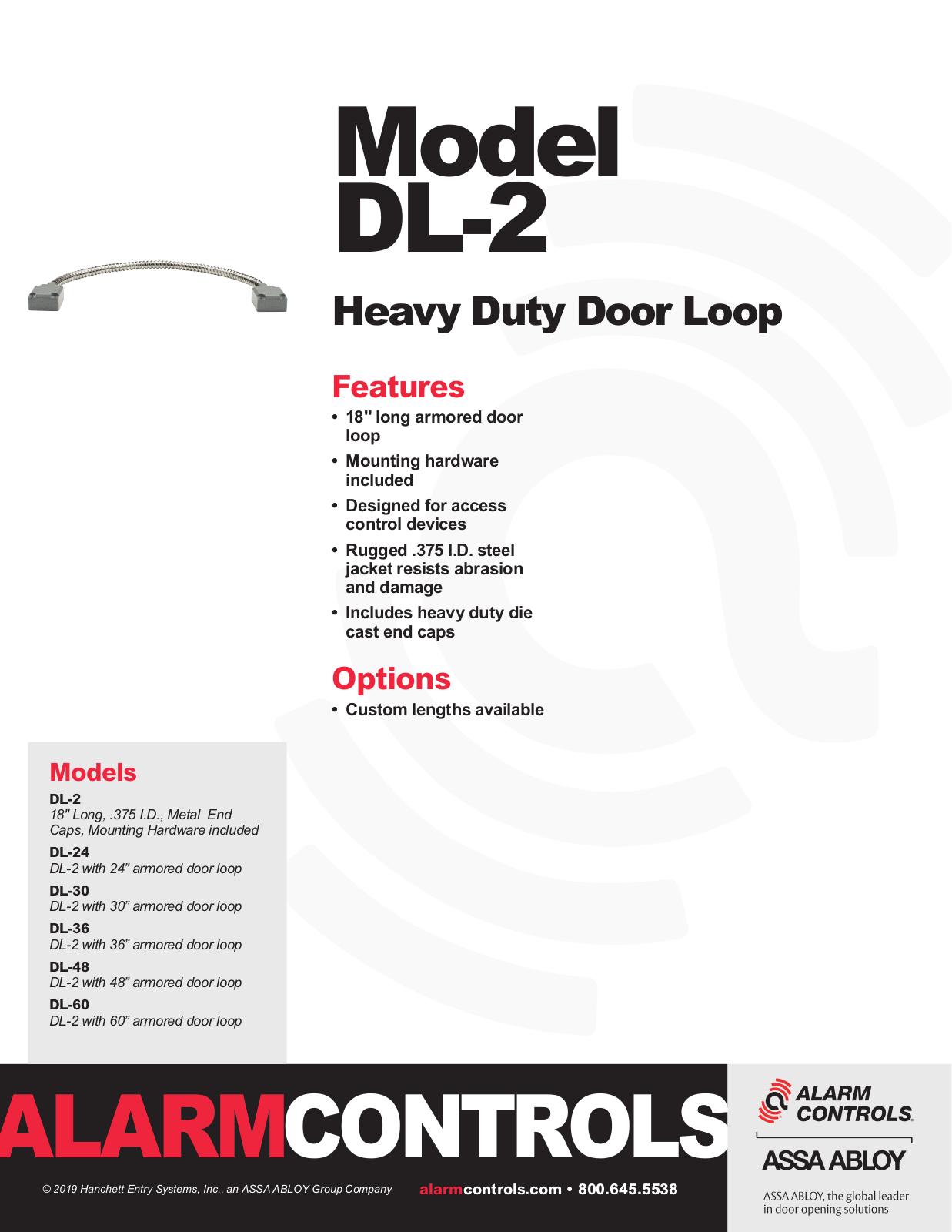 Alarm Controls DL-2, DL-24, DL-30, DL-36, DL-48 Specsheet