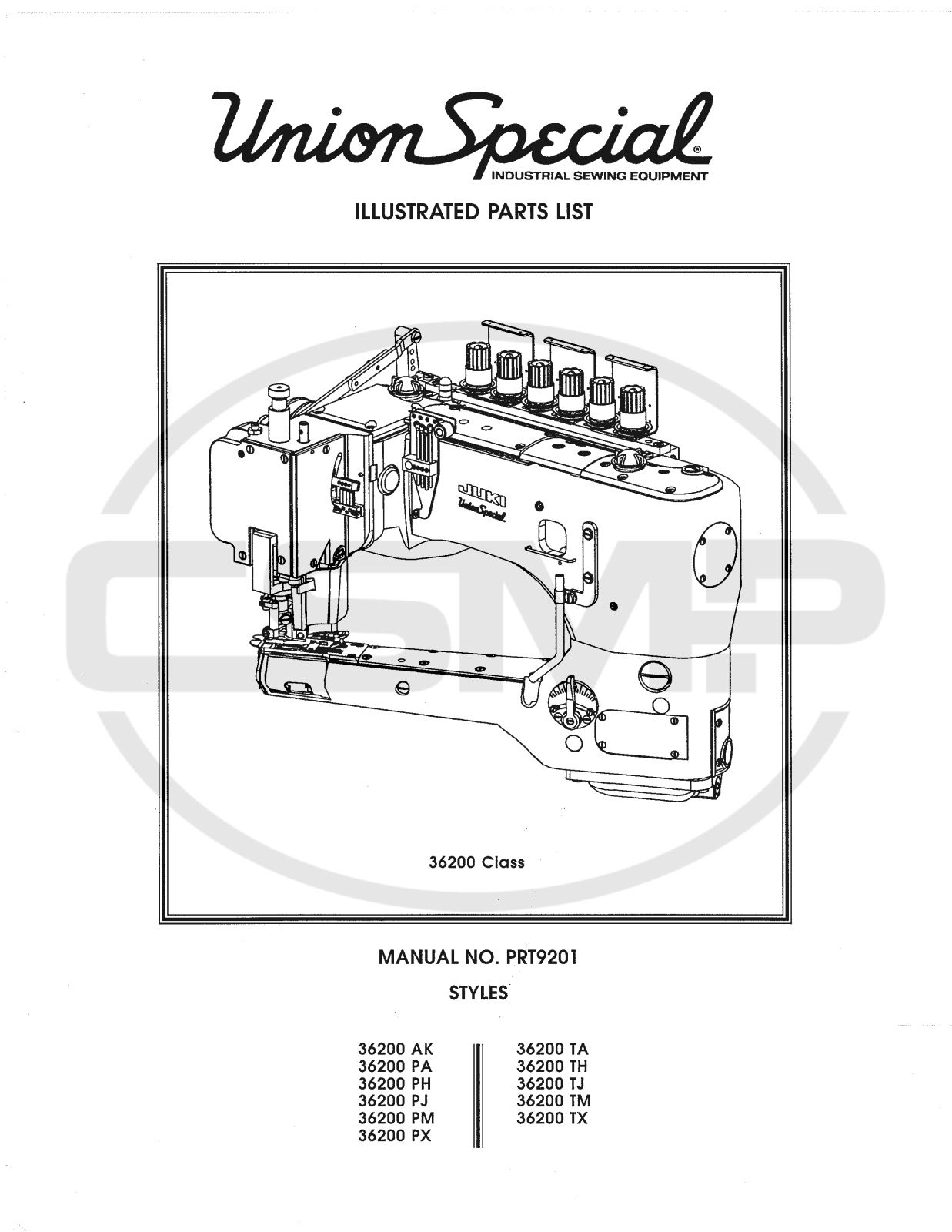 Union Special PRT9201 Parts Book