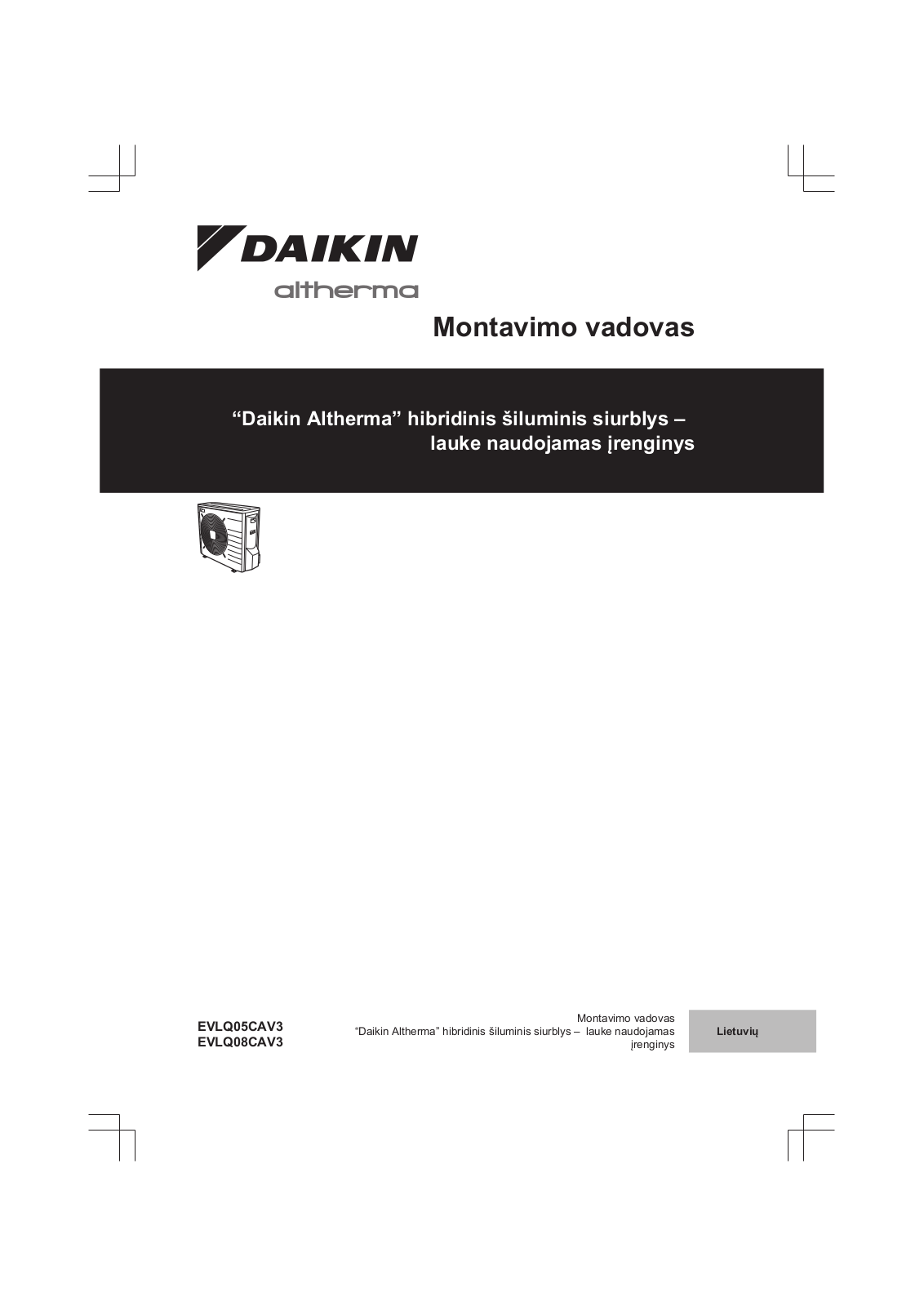 Daikin EVLQ05CAV3, EVLQ08CAV3 Installation manuals