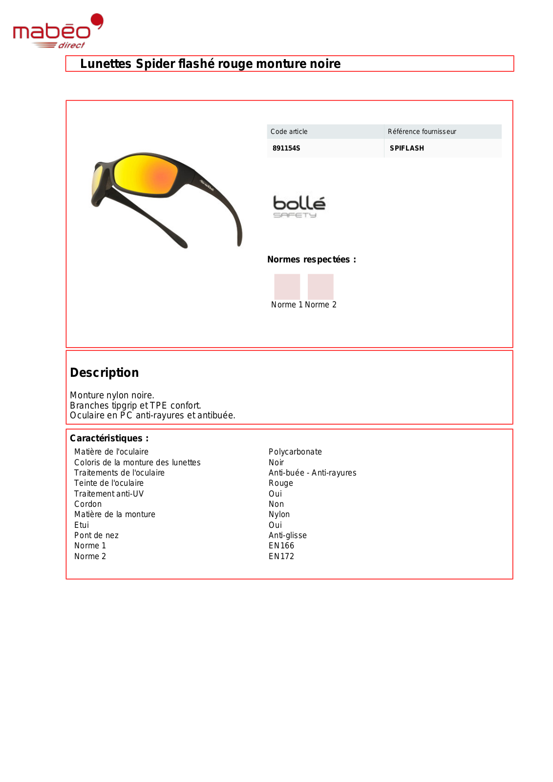 Bolle SPIFLASH Specification - ManualMachine.com