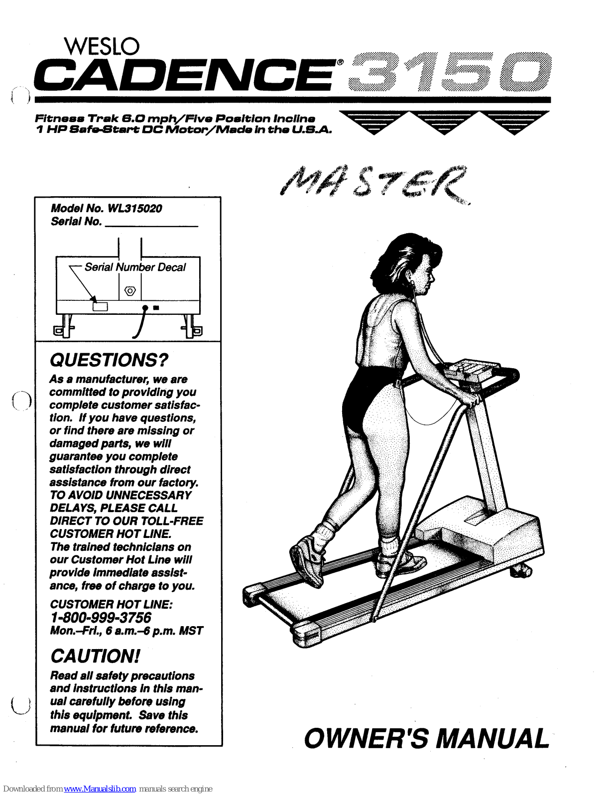 Weslo Cadence 3150, WL3150020 User Manual