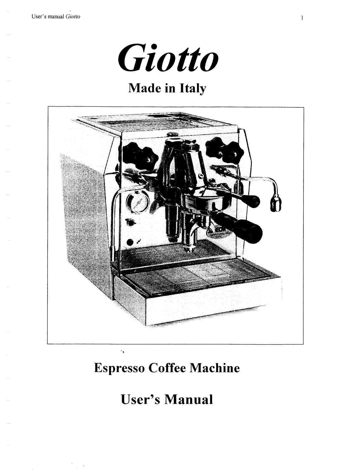 Giotto Espresso coffee machine User Guide - ManualMachine.com