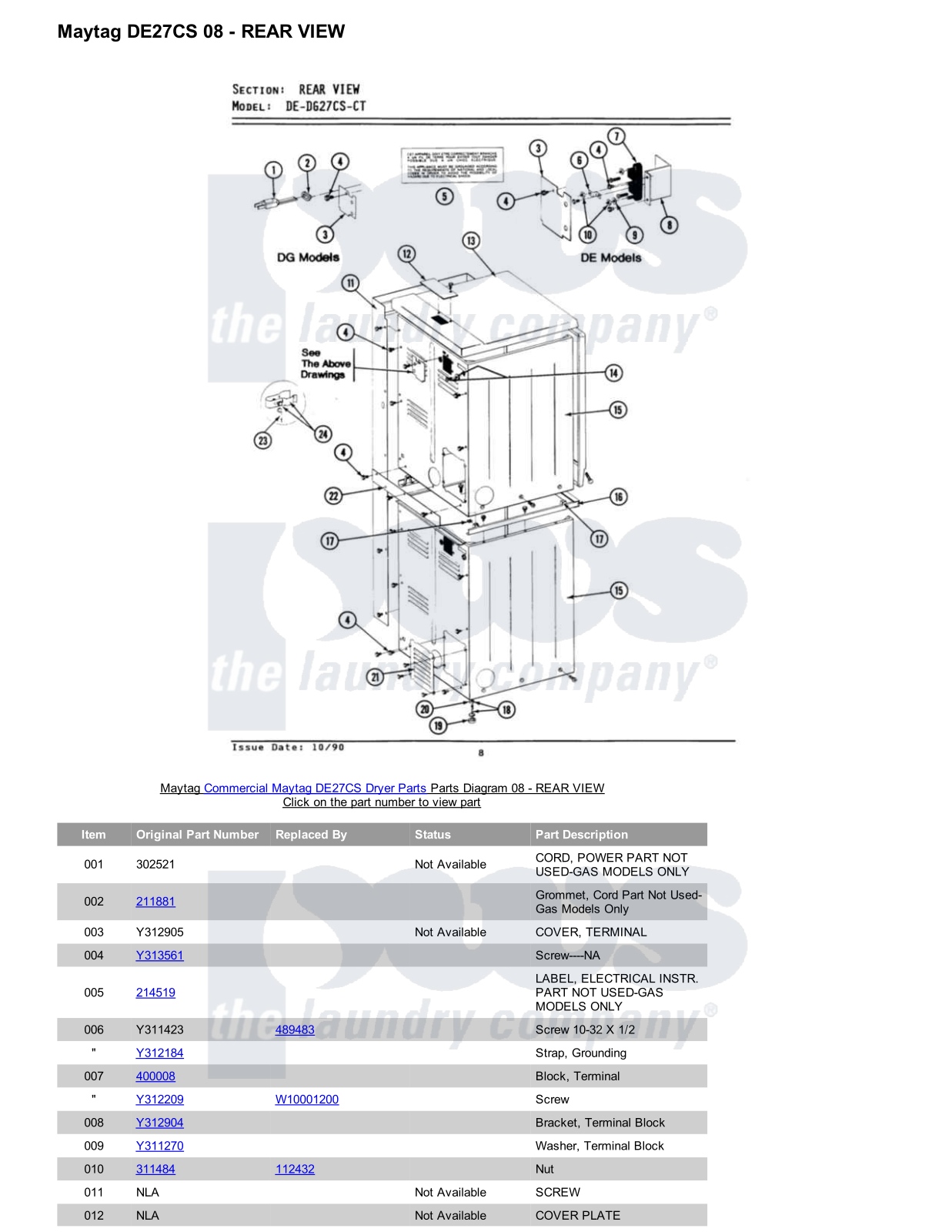 Maytag DE27CS Parts Diagram