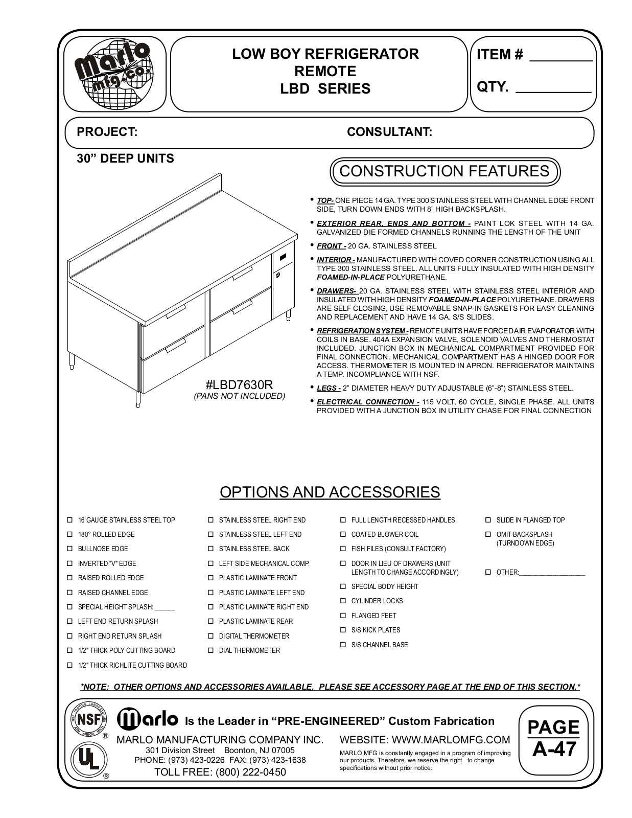 Marlo LBD10830R User Manual