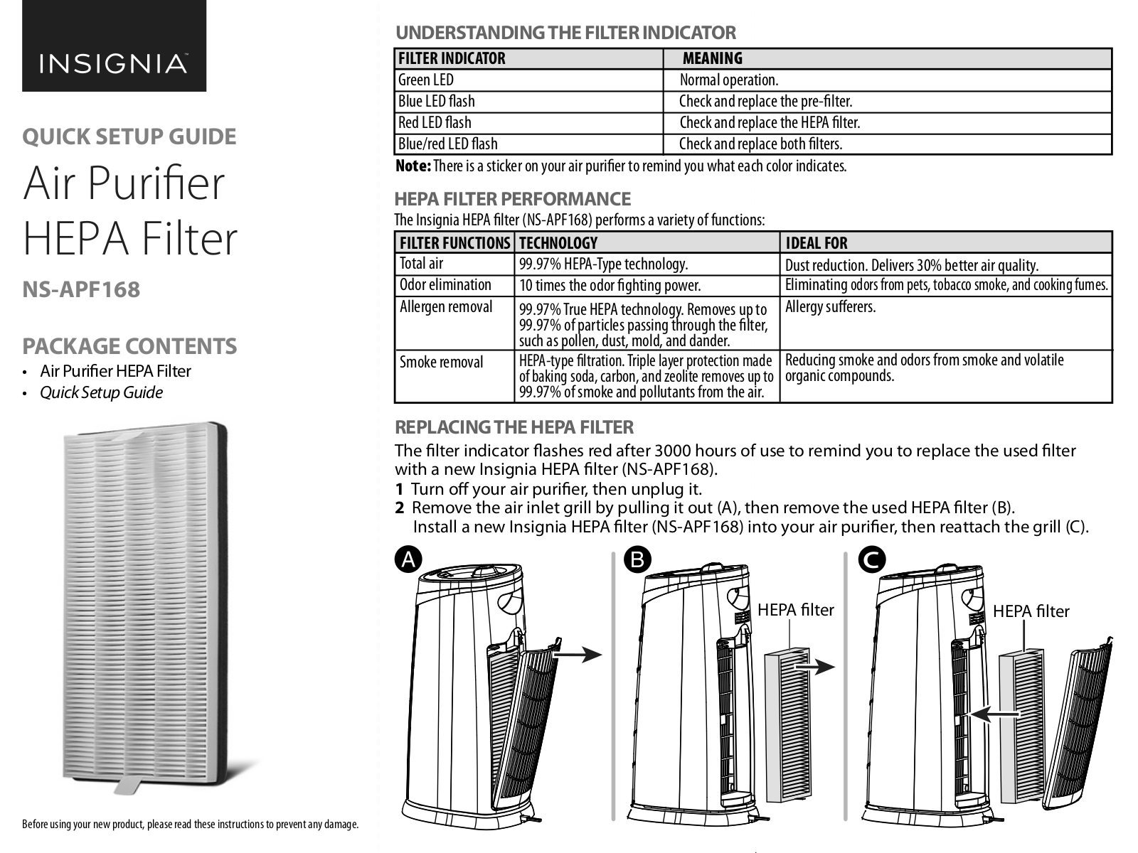 Insignia NS-APF168 Quick Setup Guide