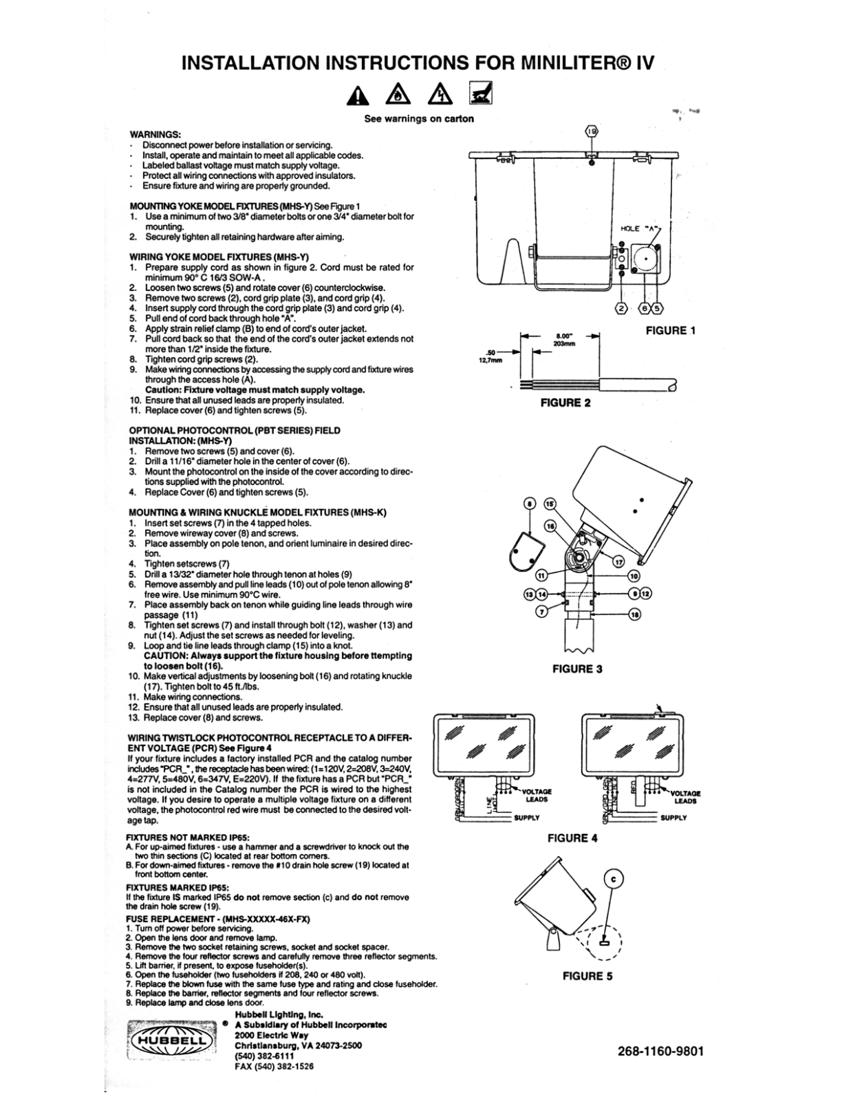 Hubbell Lighting MHS User Manual