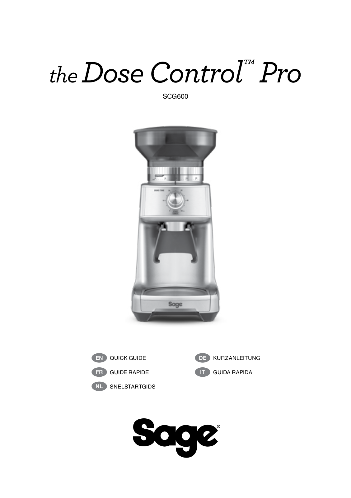 Sage Dose Control Pro SCG600 Quick Manual