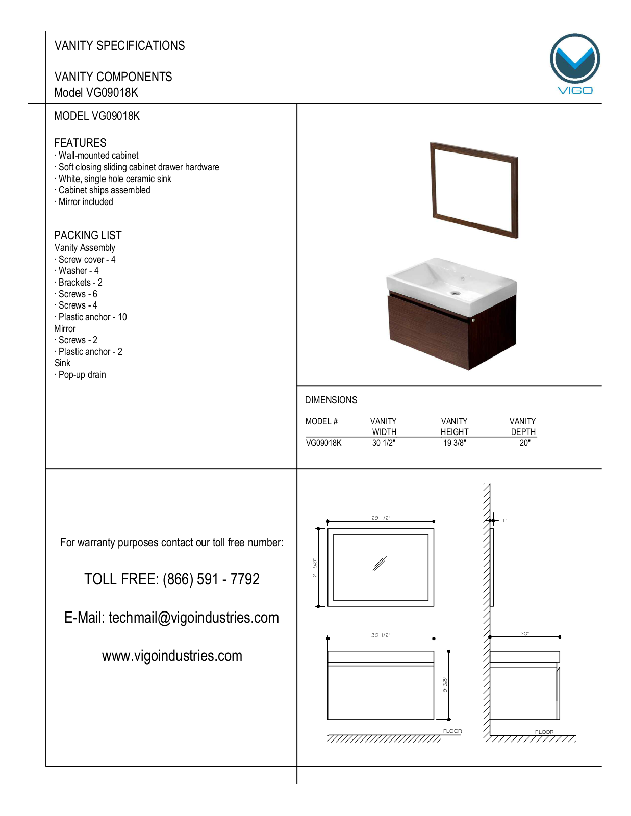 Vigo VG09018K User Manual