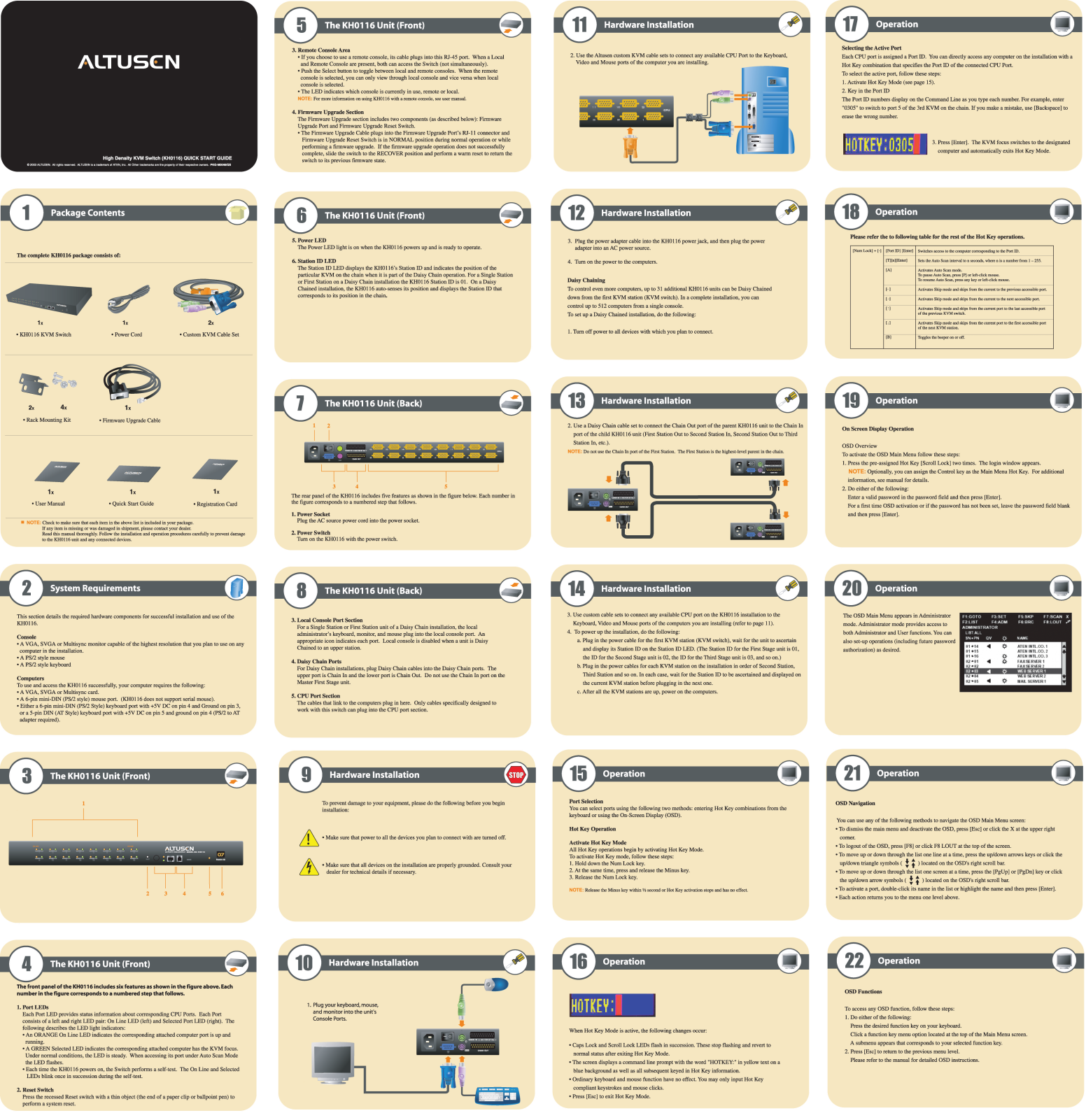 ALTUSEN KH-0116 Quick Start Manual