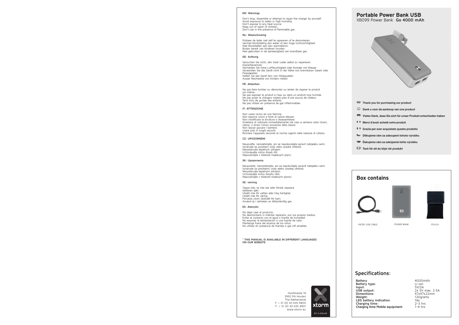 Xtorm XB099 User guide